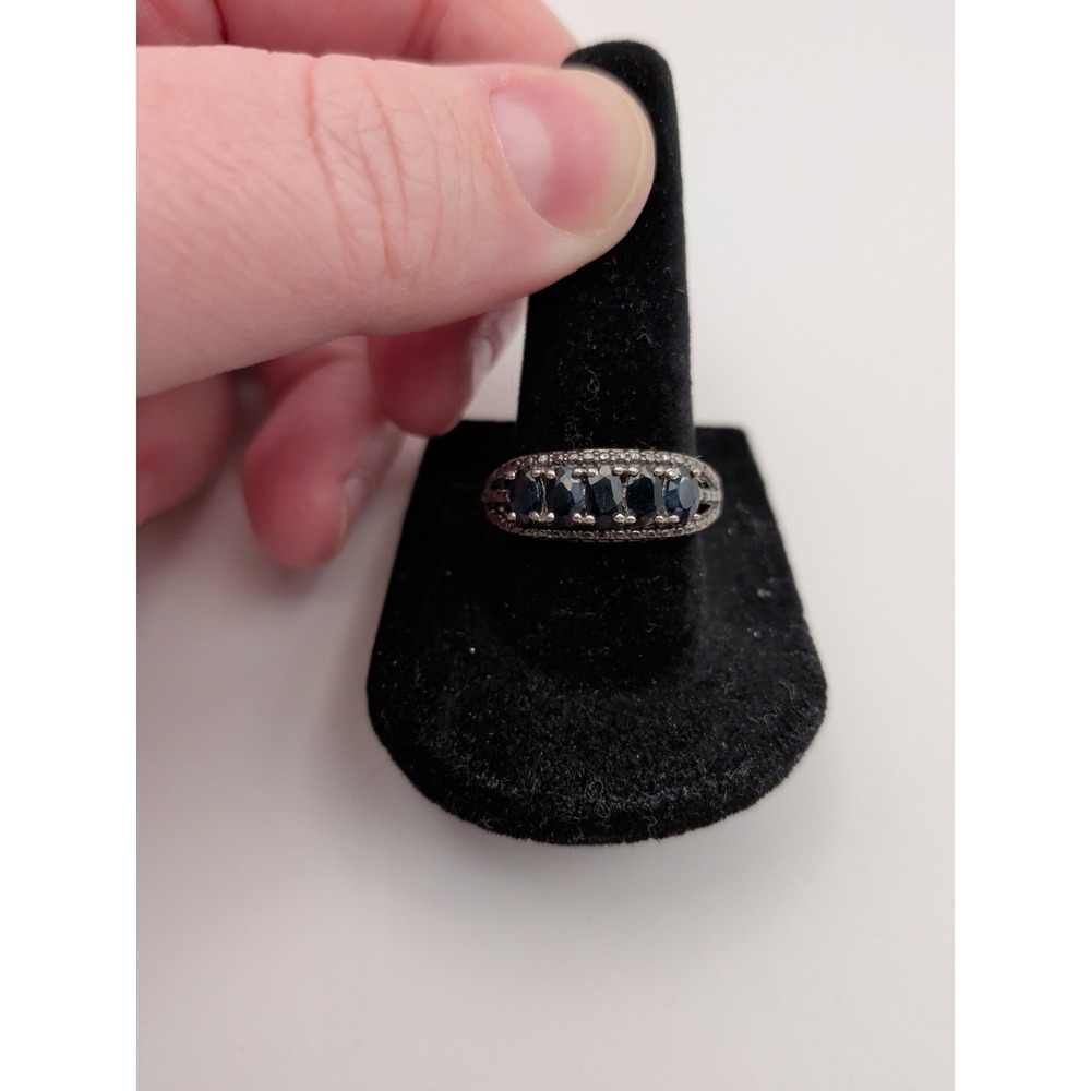 Sterling Silver .75‎ Carat Sapphire Ring - Size 8 - Picture 2 of 5